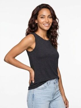 Cabi Sleeveless Knit Tank Top Size M Charcoal Gray Soft Stretch Minimalist Chic